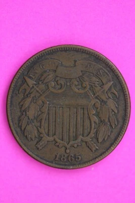 1865 BN  Two 2 Cent Liberty Coin Eraly Type Guaranteed Authentic & Genuine 0737N - Image 1 of 3