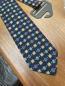 VITALIANO PANCALDI Tie Silk Navy/Floral/Squares NEW - Picture 1 of 2
