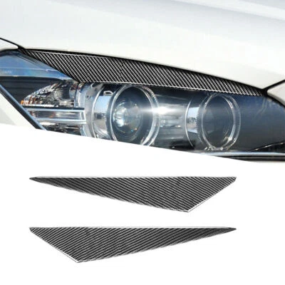 Carbon Fiber Front Headlight Eyelid Cover Eyebrow Trim For BMW X1 E84 2009-2014 - Image 1 of 4