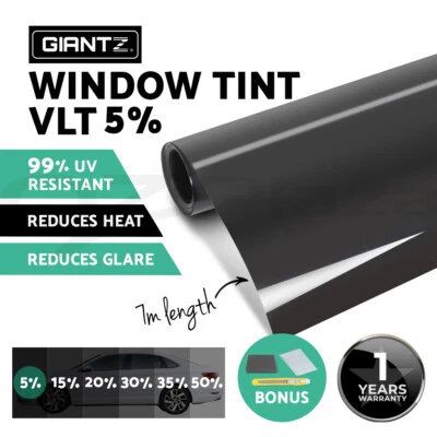 Giantz Window Tint Film VLT 5% Black Roll Car Home House 76cm X 7m Tinting Tools - image 1 of 4