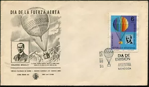 Argentinien #1073 Air Force Day FDC Eduardo Bradley 1975 Ballonstempel Brief - Bild 1 von 1