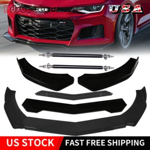 Front Bumper Lip Splitter Spoiler For Chevrolet Camaro LT SS RS Glossy Black - Picture 1 of 15