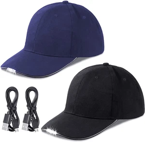 2 Pieces Hands-Free LED Baseball Cap 5 LED Battery Powered Headlamp Hat LED Flas - Picture 1 of 7