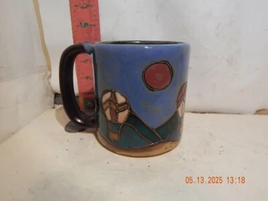 Mara Mexico Studio Art Stoneware 16oz Coffee Mug Hot Air Ballons Sky Blue - Picture 1 of 4