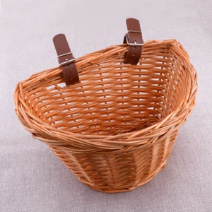Retro Bike Basket Wicker Woven Bicycle Front Basket Handlebar Storage Basket qu - Picture 1 of 6
