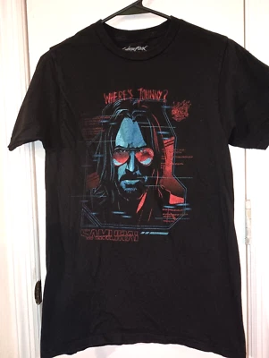 Cyber Punk 2077 ¿Dónde está Johnny? Camiseta Jinx Juvenil Pequeña Negra Manga Corta. Foto 1 de 3