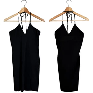 Mango Halter Bodycon Mini Dress Women's XS Black Cocktail Party Going Out NWOT - Picture 1 of 14