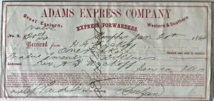 ADAMS EXPRESS CO 1864 RICEVUTA per trasporto ferroviario merci da Memphis TN-Seneca IL 5F - Foto 1 di 4