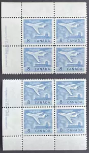 CANADA 1964 Lot of 2 Inscription Corner Blocks Jet at Ottawa Airport Sc# 436 - Picture 1 of 2