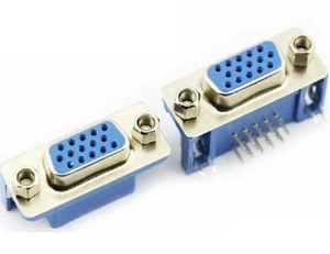 2Pcs 90 degree vga triline 15 pin HDB-15P angle long female socket - Picture 1 of 1