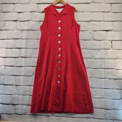 White Stag Dress Womens Large Red Linen Blend Vintage Lagenlook Midi - Image 1 of 4