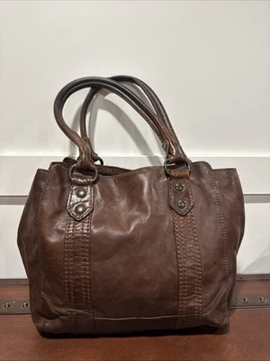 Frye Distressed Brown Leather Melissa Tote Large Compartments Shoulder Bag - Image 1 of 4