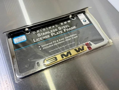 BMW License Plate Frame Vintage New NOS NLA E30 E36 E21 E28 E12 Z3 80120010394 - Image 1 of 4