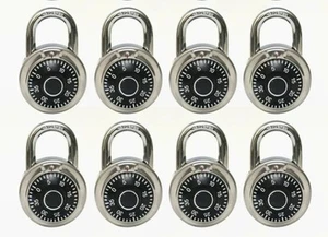 8 Pack Combination Locks, Standard Dial 2 Inches Wide, Fixed Three Digit Combo - Picture 1 of 4