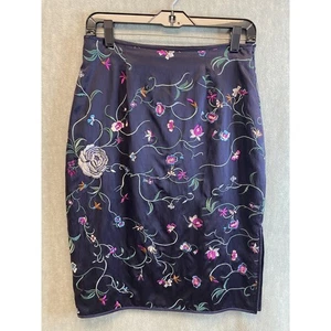 Tibi Silk Floral Embroidered Flowers Straight Pencil Skirt Size 8 Silk/Cotton - Picture 1 of 11