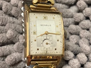 wristwatch BENRUS 17 jewels model AX 11 SWISS watch fancy case two tone dial - Picture 1 of 10