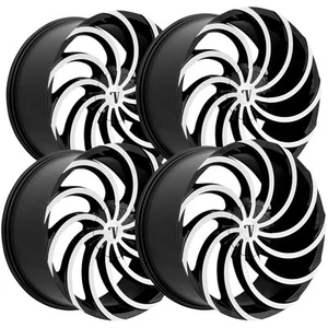 (Set of 4) Velocity VW21 22x9.5 5x115/5x120 +13mm Black/Machined Wheels Rims - Picture 1 of 7