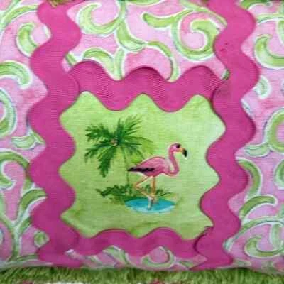 Lilly Pulitzer Pillow Pink Flamingo Vintage Retro - Image 1 of 4