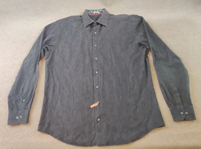 Camisa Bugatchi Uomo Calce Para Hombres 2XL Negra Floral Abotonada Puño Francés Foto 1 de 4