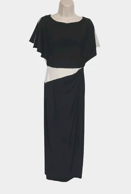 RALPH LAUREN EVENING Women Maxi Dress Size 4 black White Slit Flare Sleeve E3A - Image 1 of 4