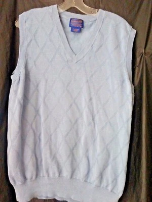 Pendleton Hombres XL Chaleco Azul Claro Estampado Diamante Cuello en V Algodón Mercerizado Informal Foto 1 de 4