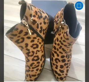 Pre-loved Steve Madden Gliding Calf Hair Bootie Womens 10 Leopard Print. - Picture 1 of 10