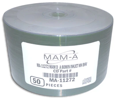 50-Pak MAM-A (Mitsui) DIGITAL-AUDIO White Inkjet Hub Printable CD-R's, #11272 - Image 1 of 2