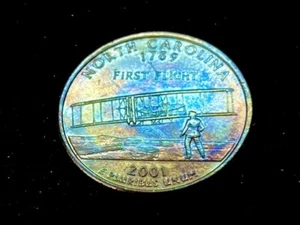2001 D North Carolina State Quarter - MONSTER RAINBOW 🌈 TONED! WOW! (Lot #165) - Picture 1 of 3