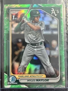 2024 BOWMAN CHROME MYLES NAYLOR 1ST RC LUNAR GLOW REFRACTOR A'S - Picture 1 of 2