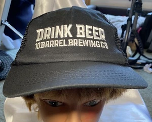 DRINK BEER 10 Barrel Brewing Co Black W/ Black Mesh Snapback Cap Trucker Hat - Picture 1 of 7