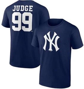 New York Yankees Aaron Judge Fanatics Navy Blue Name And Number Jersey T-Shirt - Picture 1 of 6