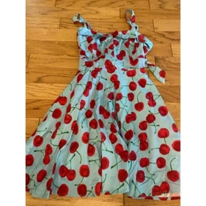 Vestido Grace Karin Mujer Estilo Vintage Azul Claro Estampado Cereza con Lazo Atado M - Imagen 1 de 8