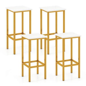 4PCS 26"Bar Stool Set w/Metal Frame Footrest Backless Counter Height Stool Brown - Picture 1 of 11