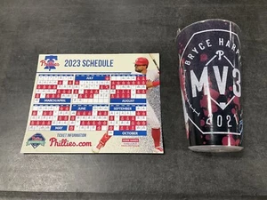PHILLIES~2022 TAZA DE RECUERDO Bryce Harper MV3 & 2023 IMÁN HORARIO MAGNÉTICO SGA - Imagen 1 de 4