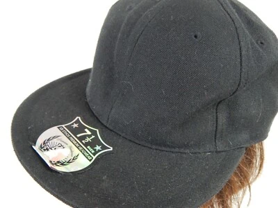 Boné de beisebol KB Ethos novo preto aba plana ajustado tamanho 7,5 XL chapéu caminhoneiro - Imagem 1 de 4