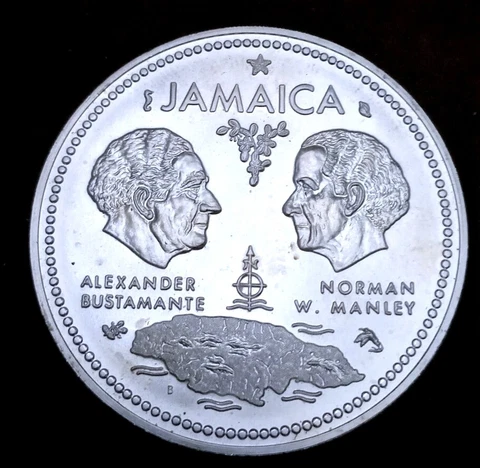 CHOICE 1972 JAMAICA TEN DOLLAR .925 SILVER SUPER+++ CROWN, ~50 Gms TW ! Cover