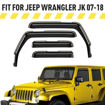 Deflectores de ventana lateral protectores de lluvia para Jeep Wrangler JK 2007-2018 Foto 1 de 4