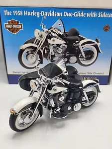 FRANKLIN MINT 1958 HARLEY DAVIDSON DUO-GLIDE WITH SIDECAR **RARE/BOX KEPT/READ - Picture 1 of 23