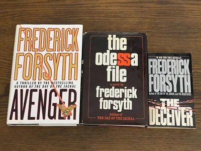 Lot of 3 Frederick Forsythe books: Odessa File(3rd Print), Avenger(1st ed), Deci - Image 1 of 4