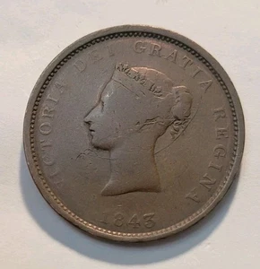 1843 Kanada New Brunswick One Penny Medaille Breton 909 NB-2A - Bild 1 von 2