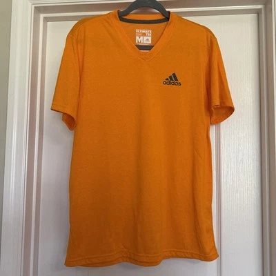 Adidas Climalite Ultimate Amarillo Naranja Manga Corta Gimnasio Camisa Cuello en V Mediana Foto 1 de 4