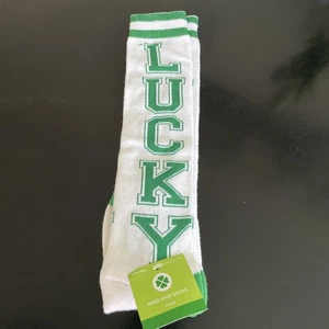 St Patrick's Day "LUCKY" kniehohe Damensocken Schuhgröße 4-10 neu mit Etikett - Bild 1 von 5
