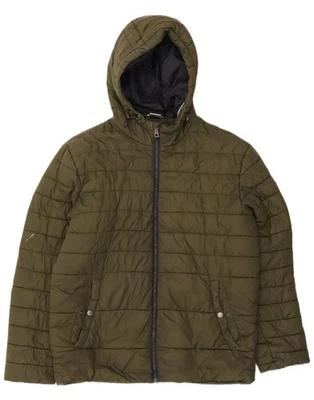 JACK & JONES Mens Hooded Padded Jacket UK 42 XL Khaki Nylon BO01 - Image 1 of 4