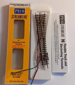 PECO STREAMLINE N GAUGE SL-E395F MEDIUM RADIUS RIGHT HAND POINT (WIRES ATTACHED) - Picture 1 of 7