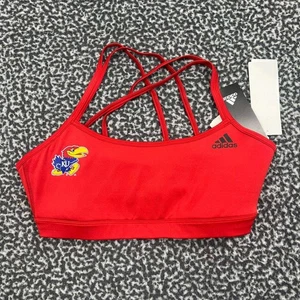 Kansas Jayhawks Sports Bra Youth Small Red Adidas Crisscross Strap New S - Picture 1 of 7