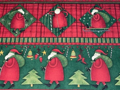 Tela de edredón de algodón a rayas con filas de Navidad de Papá Noel de 1/2 yarda de Debbie Mumm SSI Foto 1 de 4