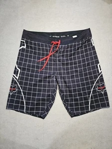 Fox Racing Board Shorts Para Hombres 38 Negro Rojo Cordón Bañador Surf Poliéster - Imagen 1 de 9