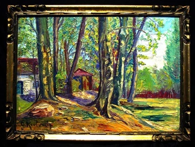 G. Kaulbach 1866-1945 "Gehöft im Darss". Museum Rostock, Münchner Glaspalast. - Bild 1 von 4