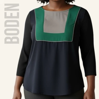 Boden Blouse Womens Size 16 Colorblock Mod Retro Viscose Lined Office Tunic Top - Image 1 of 4