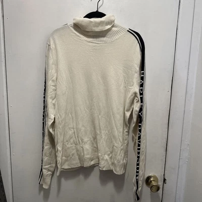 Suéter para mujer Harley Davidson acanalado crema cuello alto deletreado talla XL  Foto 1 de 4